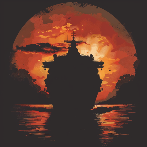 cruise ship silhouette at sea