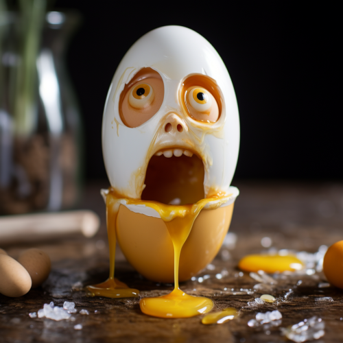 Egg cup with a crying yolk