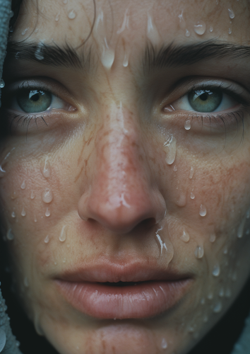 Close-up of a Crying Woman with Smudged Makeup Close-up of a Crying Woman with Smudged Makeup