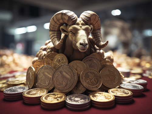 Ram stepping on crypto coins