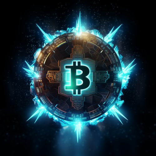 Shining logo of crypto in digital finance