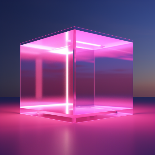 Cube building with pink window beam Cube building with pink window beam