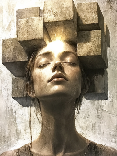 Cube Woman Eyes Light Formation