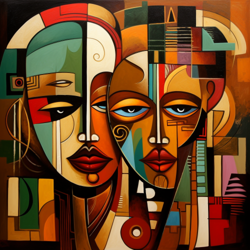 Abstract African art inspired by Cubism