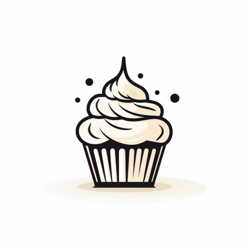 Cupcake line art on white background