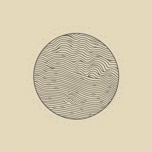 Hand drawn curving lines into circle vintage iconography