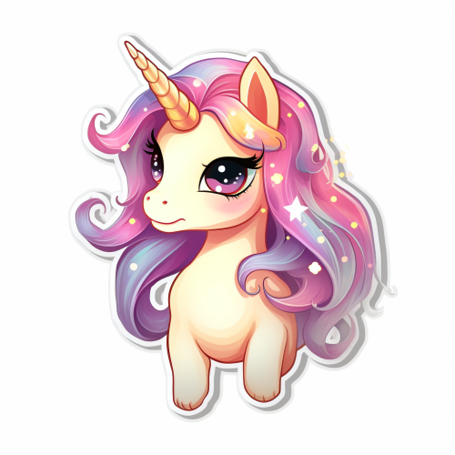 Cute animated unicorn sticker design