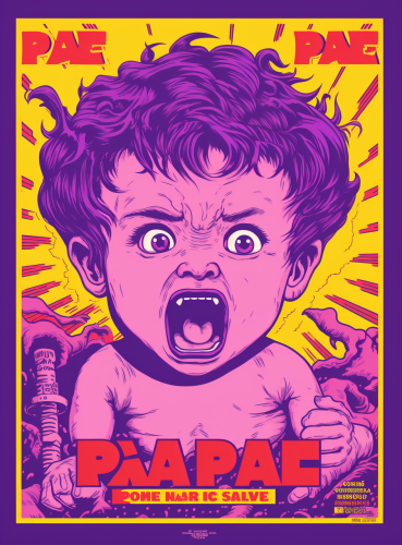 Purple cute baby devil with panic Japanese style
