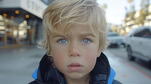Boy with Water Glass Outdoors