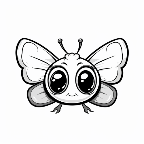 Cute white butterfly cartoon for kids