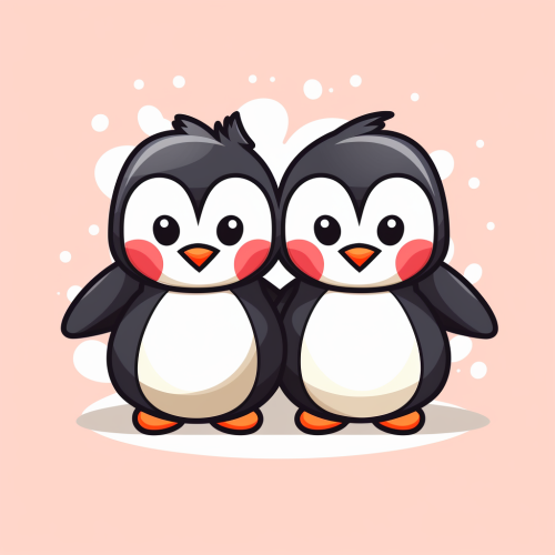 Cute Chibi Penguins Valentine Image