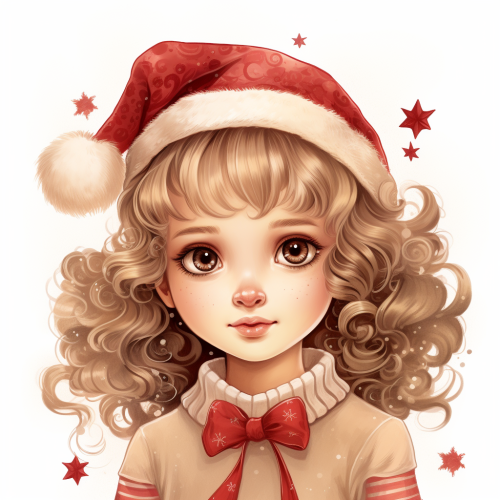 A realistic and expressive Christmas girl illustration