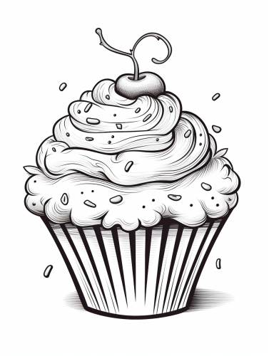 Cute cupcake line art illustration
