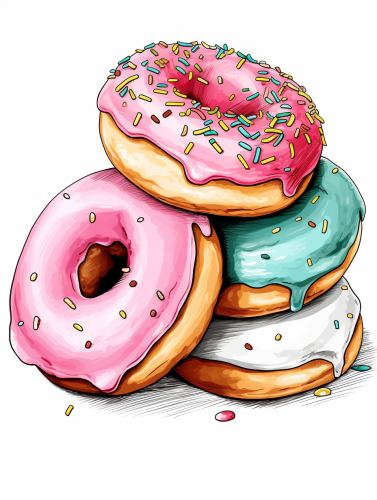 Cute donuts illustration on white background Cute donuts illustration on white background