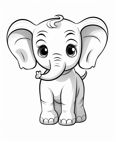 Cute baby elephant coloring page