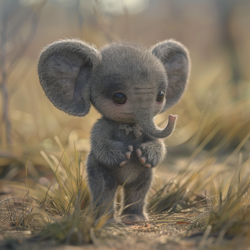 Cute mouse-sized furry elephant