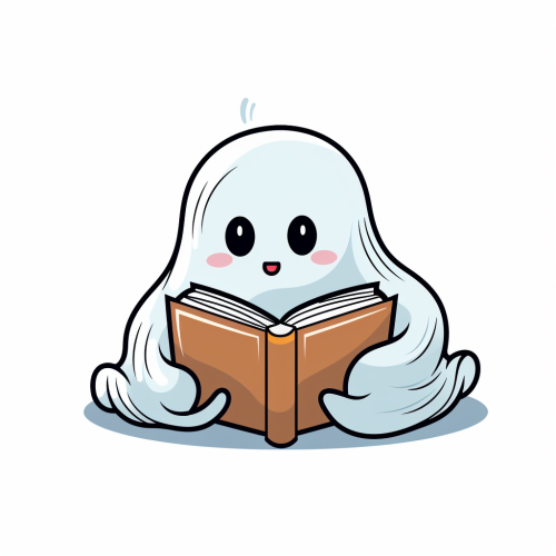 Cute ghost reading book doodle
