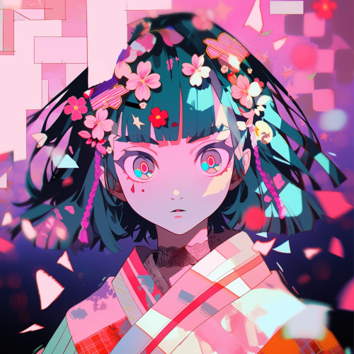 Cute girl with bright colors and exquisite details