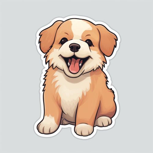 Hand-drawn cute happy dog sticker