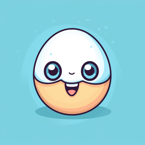 Cute hard boiled egg cartoon on blue background