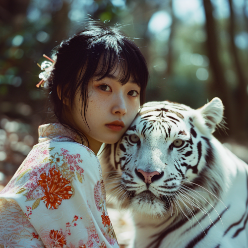 Cute lady from Saitama with White Tiger