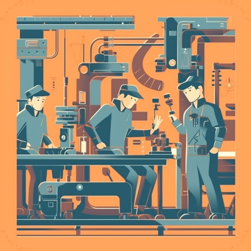 Illustrated cute metal working CNC border