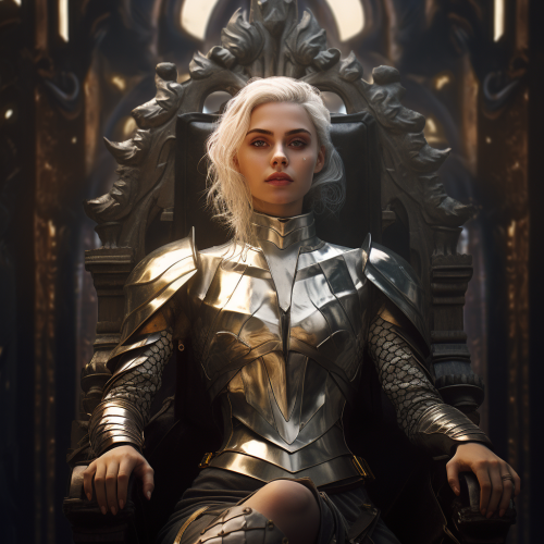 Cute pale elf on throne with dramatic lighting