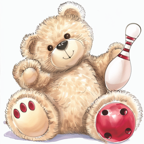 Cute Teddy Bear Bowling Clipart