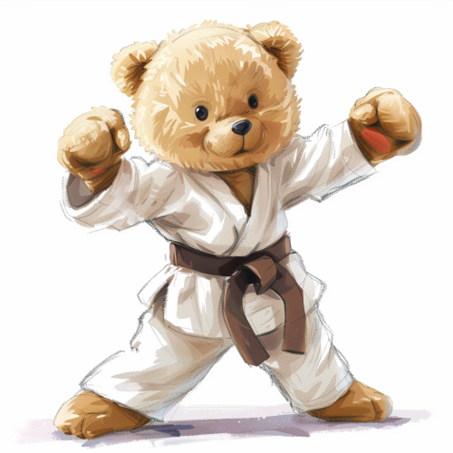 Cute Teddy Bear Karate Pose