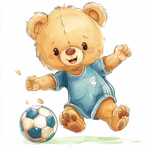 Smiling Teddy Bear Soccer Player