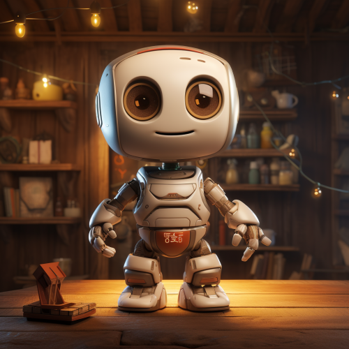 Cute robot with arms shaping 'X'