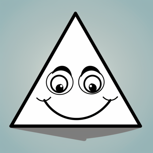 Simple Coloring Book Page of a Smiling Triangle