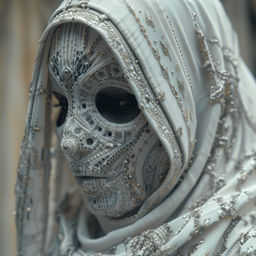 Cyber bride in realistic art fashion