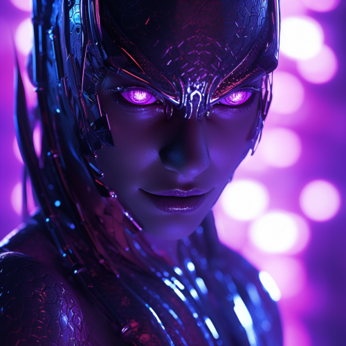 Cyber Shiney Purple Person with Neon Highlights