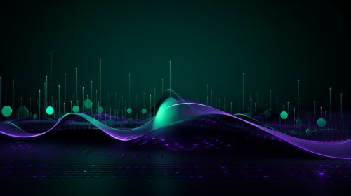 Dark Purple and Dark Green Cyber Background with Balls, Waves, and Audio Bars Dark Purple and Dark Green Cyber Background with Balls, Waves, and Audio Bars