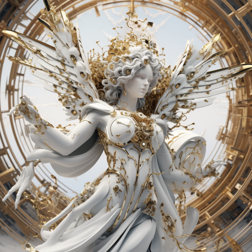 Marble Cherub Angel with Gold Details