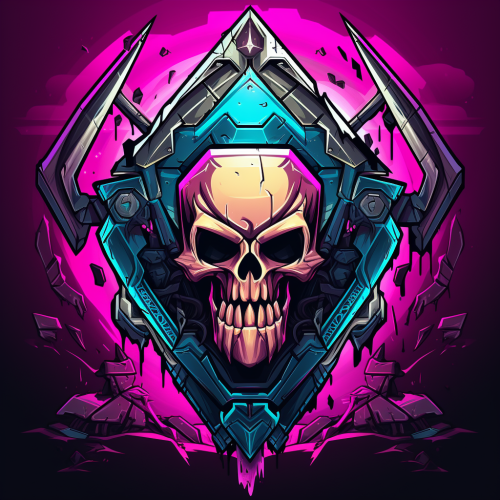 Dark cyberpunk logo with axe and frame