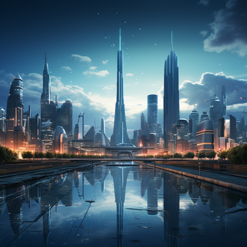 Inspirational Cyberpunk Milwaukee City Skyline