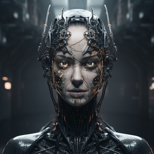 Cyberpunk robot face back design