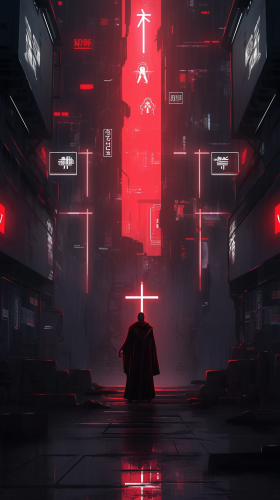 Cyberpunk Bible with Radiant Light