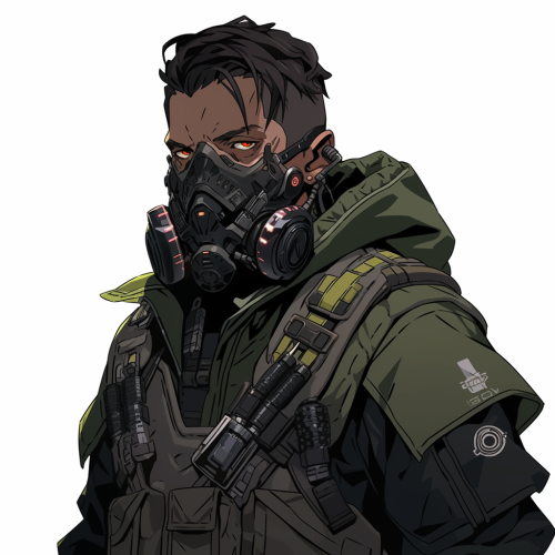 Cyberpunk Mercenary Wearing Mask Cartoon