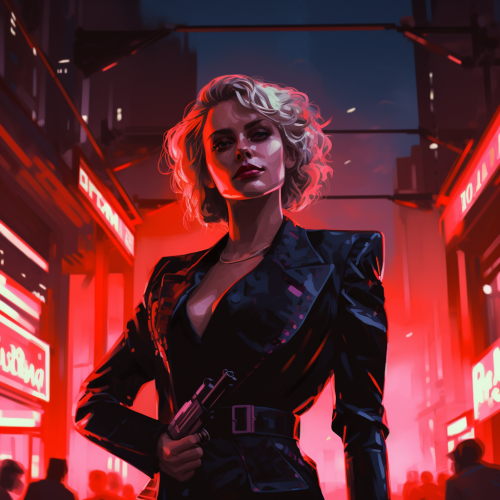 Cyberpunk Mobster with Pistol and Cigarette