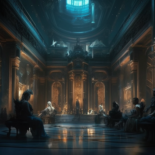 Beautifully Tragic Cyberpunk Queen Holding Court