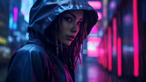 Cyberpunk techwear fashion with dynamic pose