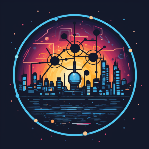 Cyberpunk Themed Logo with Electron Molecule