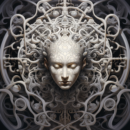 Colorful cymatic pattern on a black background