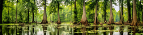 Gorgeous cypress swamp nature panorama
