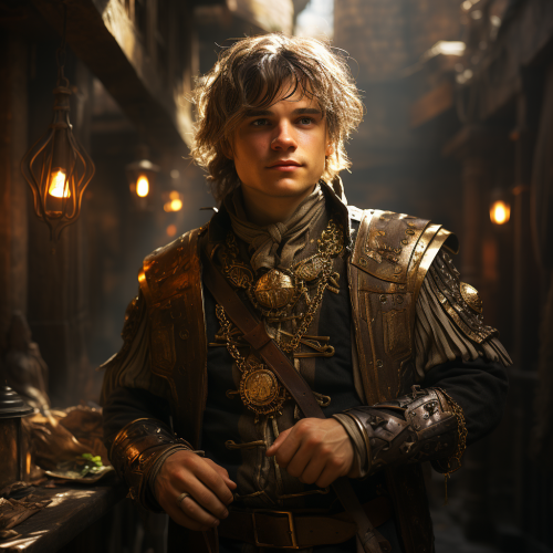 Halfling craftsman, Cyrus, in regal attire