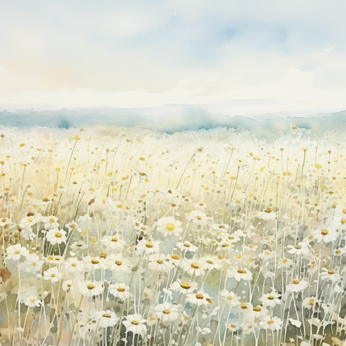 Daisy Field Soft Minimalist Watercolour