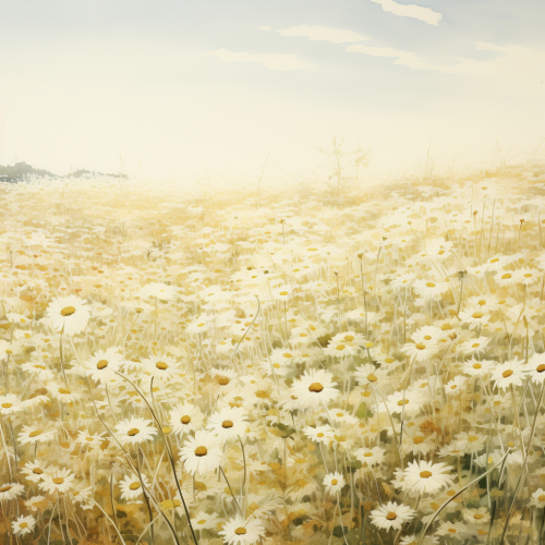 Daisy field in soft sunshine Daisy field in soft sunshine